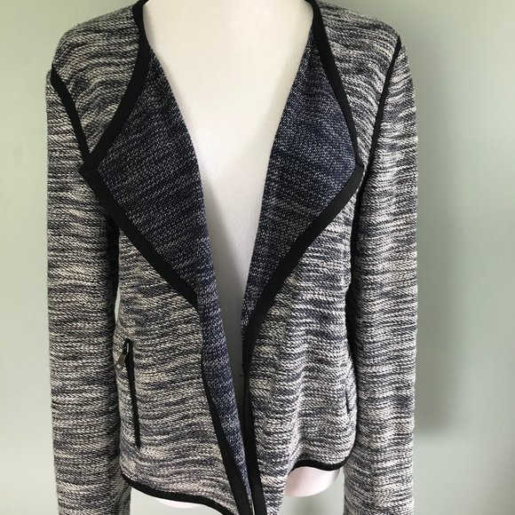Ann Taylor Blazer Navy/White Tweed, Size S - Picture 1 of 5